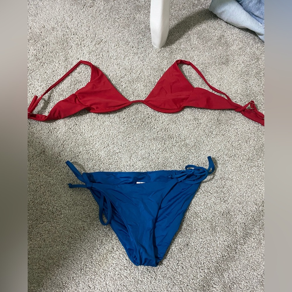 Red and Blue Women's Bikini Set